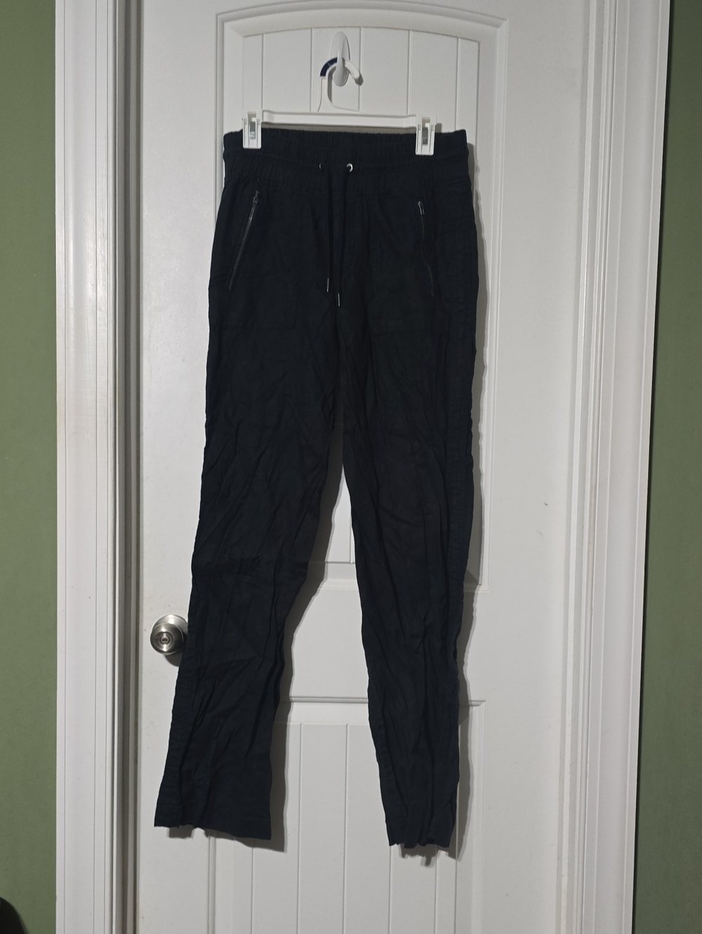 GAP Black Straight-Leg Drawstring Pants with Zipper Pockets